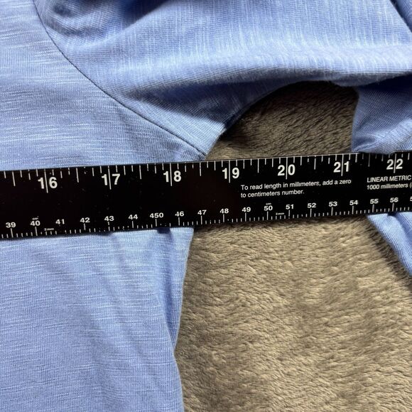 Soft Surroundings Women Stepped Hem Scoop Neck Top Light Blue Medium C217 - Picture 4 of 9